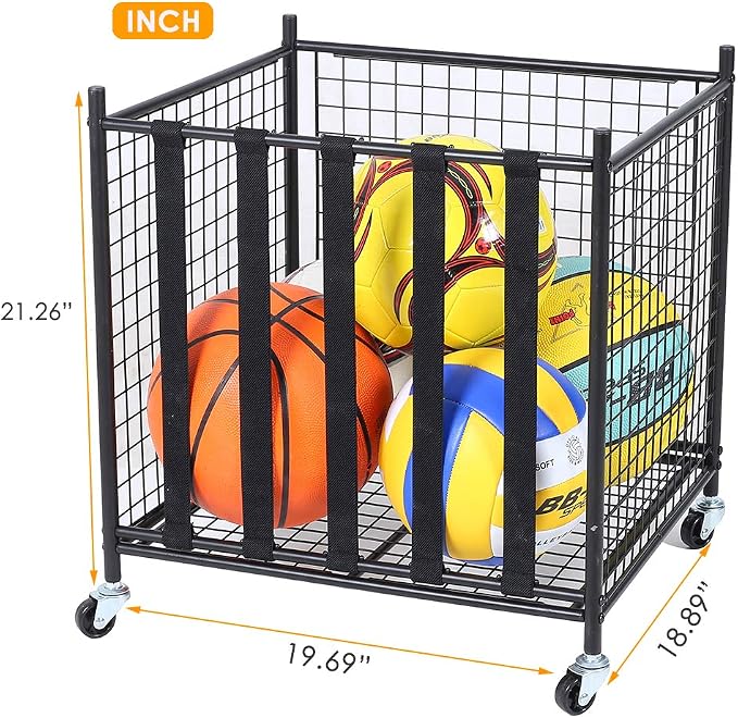 Snail Garage Sports Equipment Storage Organizer Sports Ball Storage Rolling Cart - Image 2