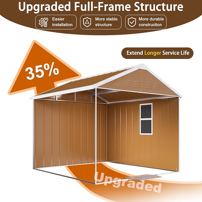 6 x 4 FT Outdoor Storage Shed, Metal Garden Tool Shed - Image 7