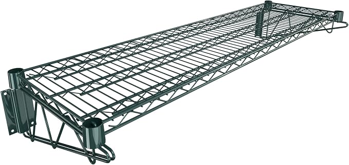 14" x 48" Green Epoxy Wire Wall Mount Shelf by Krollen+Industrial