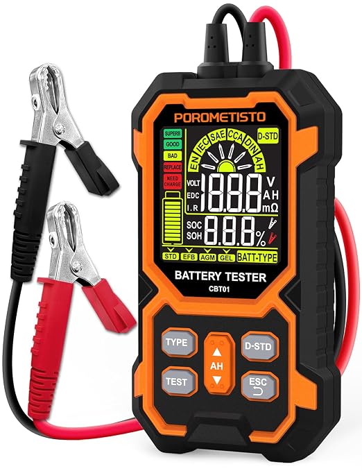 12V 24V Car Battery Tester, POROMETISTO CBT01 Automotive Battery Checker by POROMETISTO