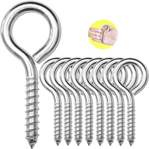 8Pcs Self Tapping Eyelet Screw Eye Bolt，4 Inch Heavy Duty Screw Eyes Hooks ，M8 by HXLPAY