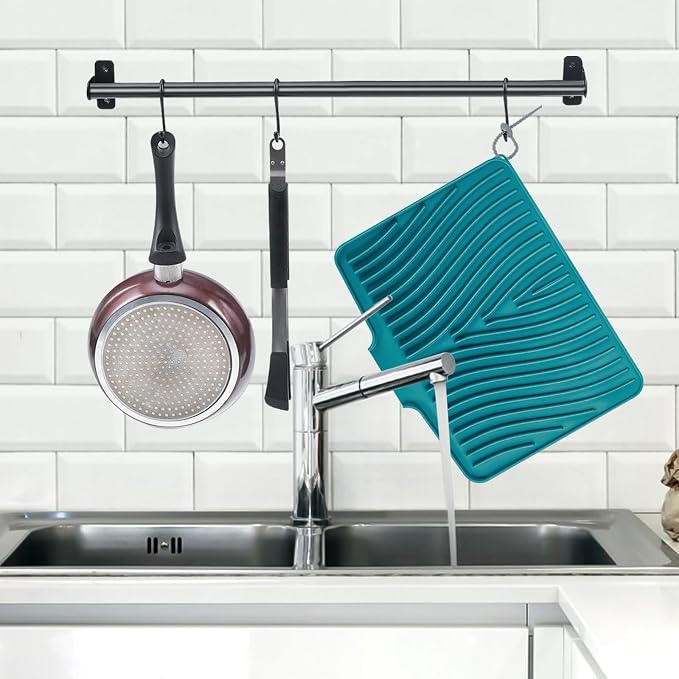 Silicone Dish Drying Mat for Kitchen Counter, Dish Drying Pad, Non-Slip Drain - Image 3