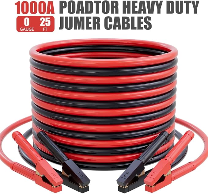 0 Gauge 25 Feet Jumper Cables for Car Battery, Heavy Duty Automotive Booster - Image 5