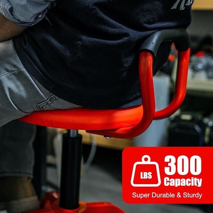 Garage Stool, Adjustable Height Swivel Work Mechanic Shop Stool - Image 2