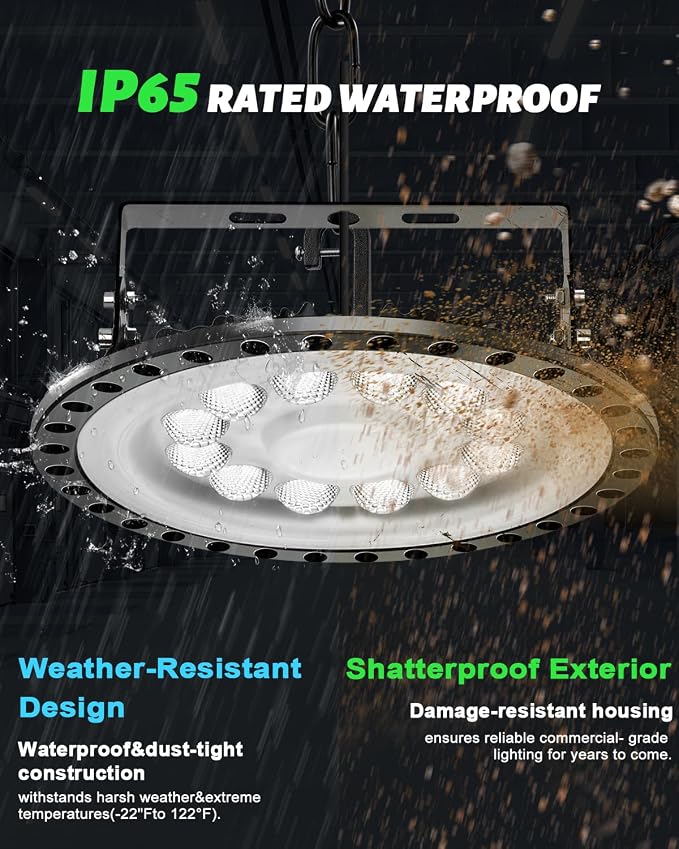 Viugreum High Bay LED Shop Lights, 100W UFO LED High Bay Light 10, 000LM 120V - Image 3