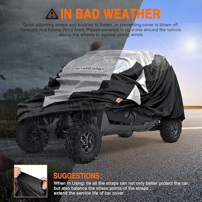 Neverland UTV Cover Waterproof 300D Heavy Duty 4-6 Seater 4 Door Side by Side - Image 7