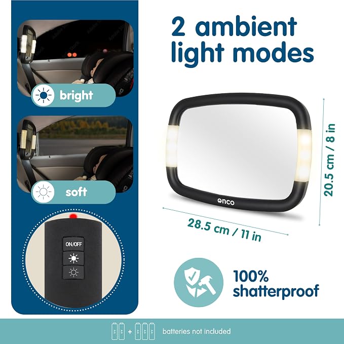 Onco LED Baby Car Mirror with Light - Image 3