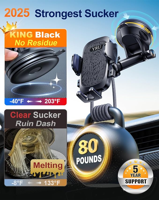 2025 YRU Ultimate Car Phone Holder Mount 【90+LBS Safest Strongest&Patent - Image 2