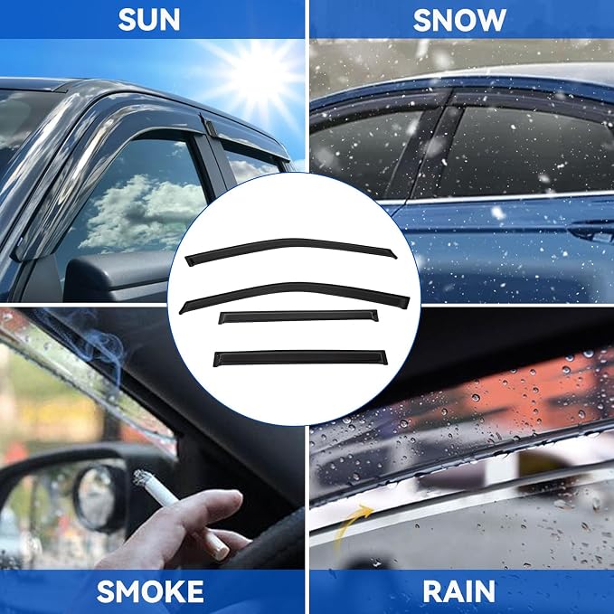 Window Visors Compatible with 2018-2022 Expedition Front+Rear Smoke Tint - Image 3