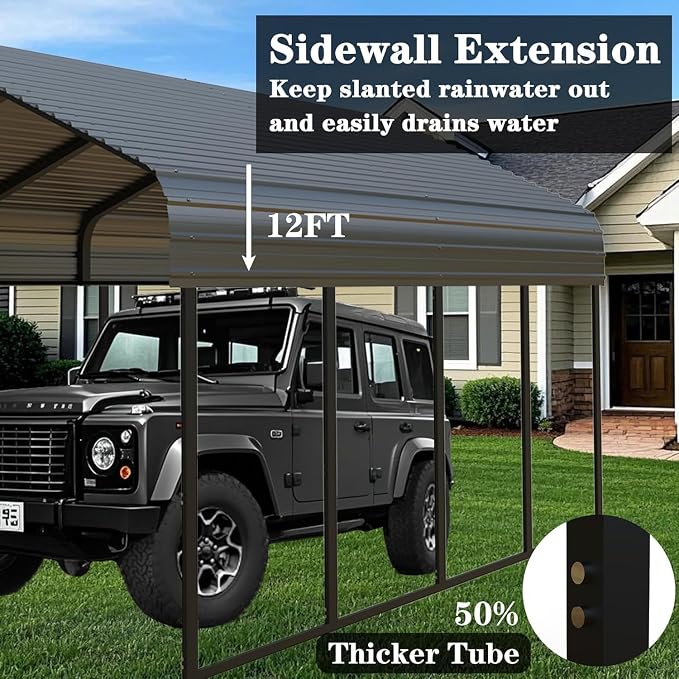 10x20FT/20x20 FT Metal Carport Heavy Duty - Image 4