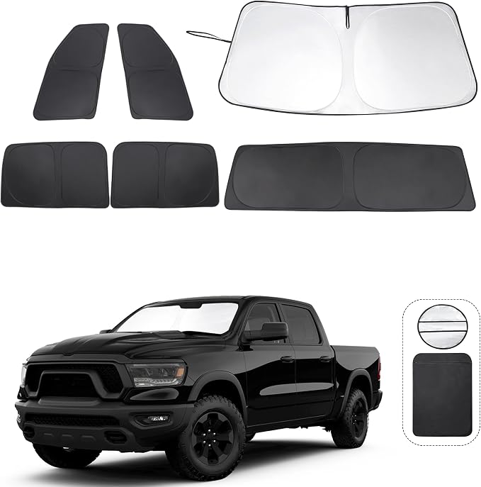 TINGLU Window Shades for Dodge RAM 1500 2019-2025 CrewCab, MegaCab Pickup by TINGLU