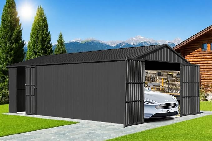 Domi 12’x20’ Outdoor Metal Garage Shed, All Weather Enclosed Carport by domioutdoorliving