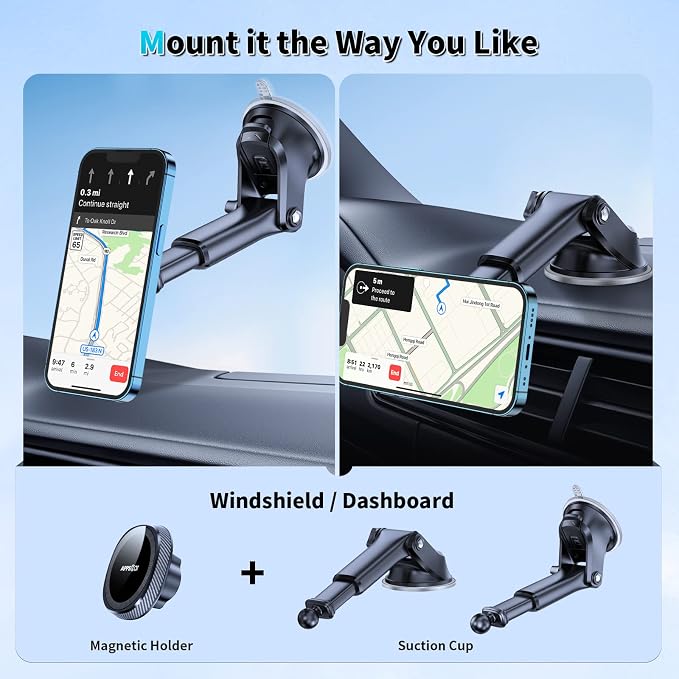 APPS2Car for MagSafe Car Mount, Magnetic Phone Holder for Dashboard Windshield - Image 2