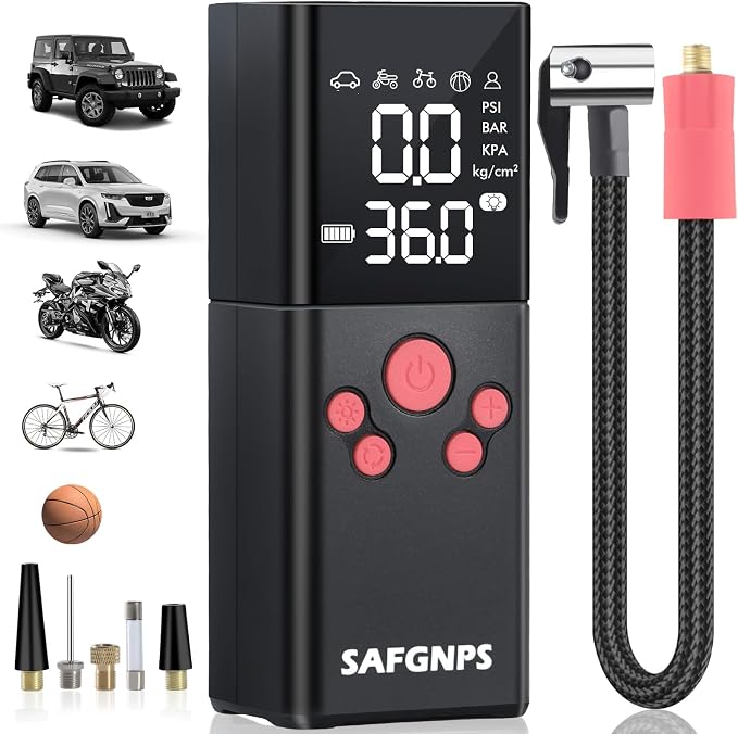 Tire Inflator Portable Air Compressor, 150PSI Cordless Portable Tire Inflator by SAFGNPS