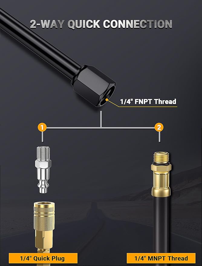 13'' Dual Head Air Chuck Set, Heavy Duty Extended Reach Tire Chuck w/Quick Plug - Image 4