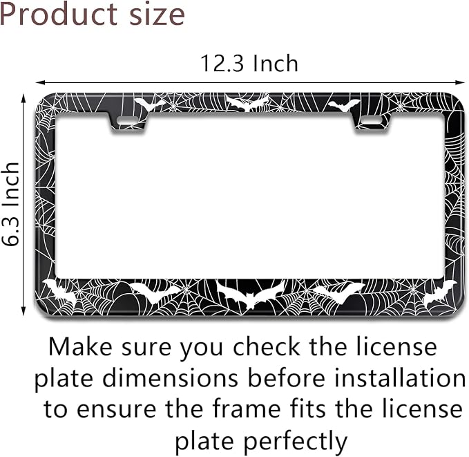 License Plate Frame for Bats and Spider Webs Stainless Steel License Plate - Image 3
