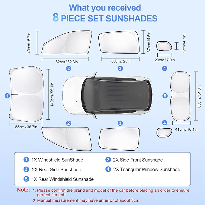 8pcs Car Window Shades for Jeep Compass 2017-2024 Accessories, Windshield Side - Image 7