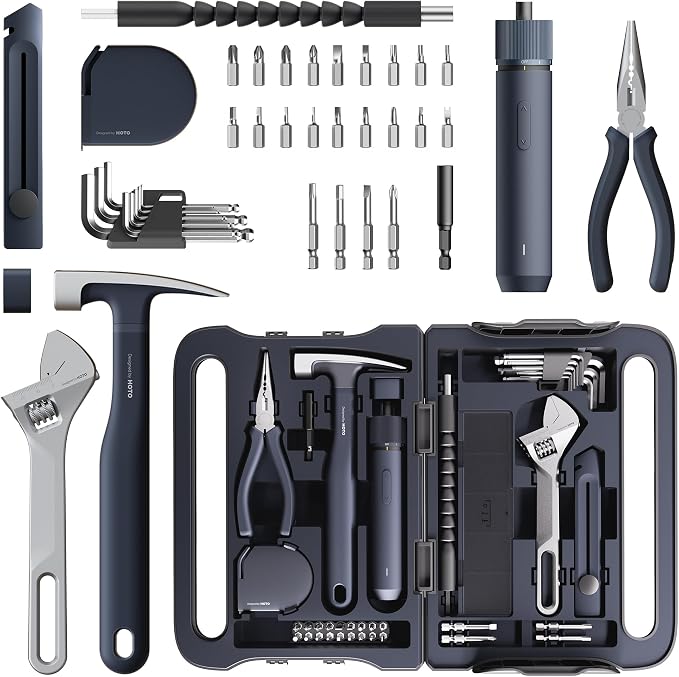 HOTO 40-Piece Tool Kit, Household Essentials tool set w/Smart Electric by HOTOTools