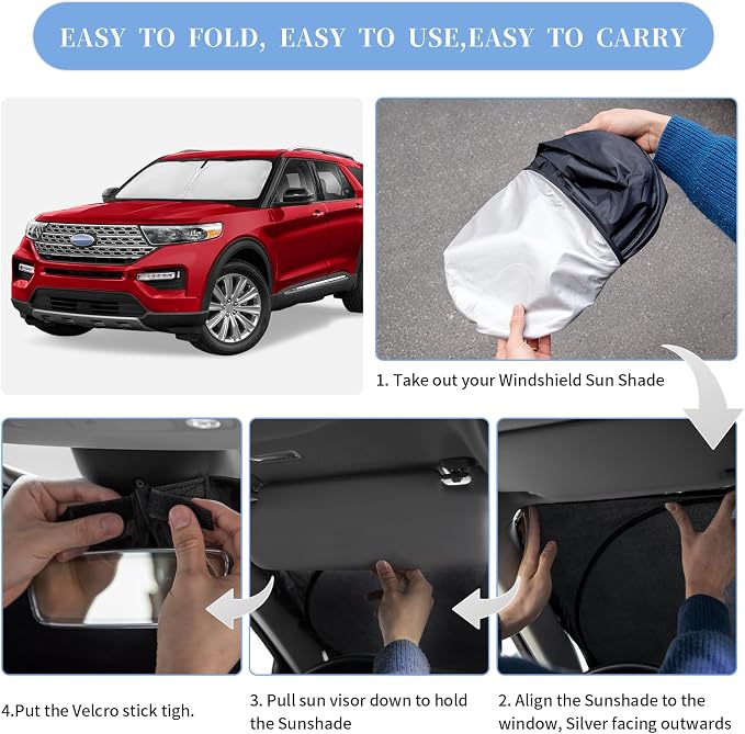 for Ford Explorer 2020-2024 2025 Sun Shade Sunshade Windshield Cover, 4-Layer - Image 6