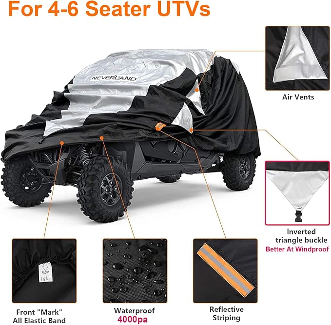 Neverland UTV Cover Waterproof 300D Heavy Duty 4-6 Seater 4 Door Side by Side - Image 3