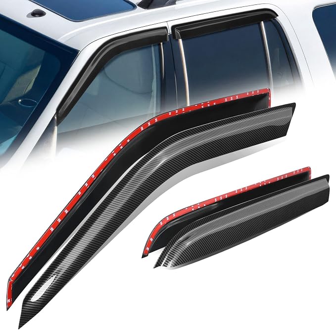 Auto Dynasty Set of 4 Carbon Fiber Pattern Window Visors Compatible by AutoDynasty