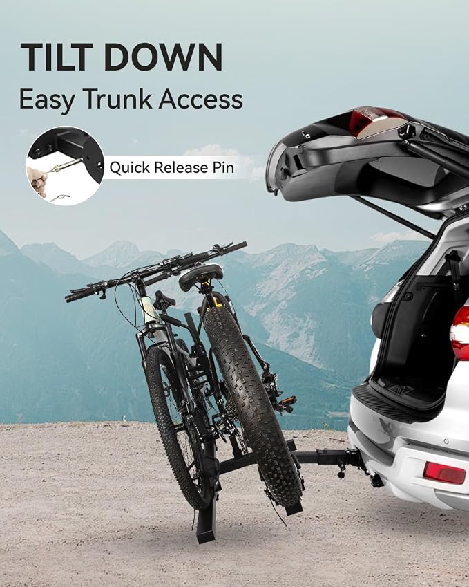 Ebike Racks for Tow Hitch with Lock, 2 Bike Rack for Car Truck SUV RV Trailer - Image 4