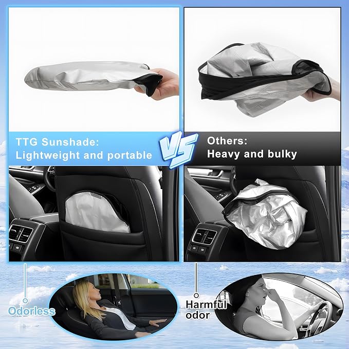 T TGBROS Windshield Sun Shade for 2019-2024 2025 GMC Sierra 1500 2500 3500 SLT - Image 6