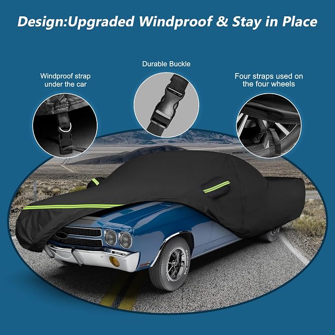 Waterproof Car Covers for Chevrolet El Camino 1964-1967, 420D Oxford Cloth Sun - Image 3