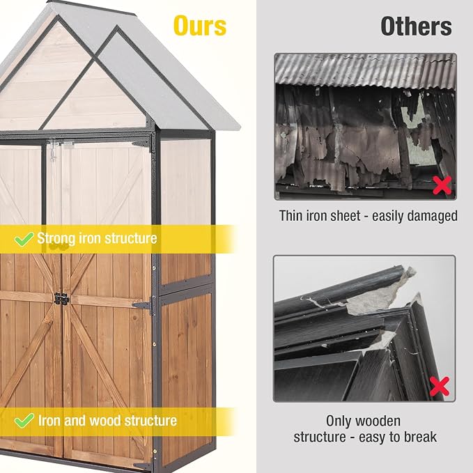 Outdoor Storage Shed, Vertical Wooden Tool Shed - Image 3