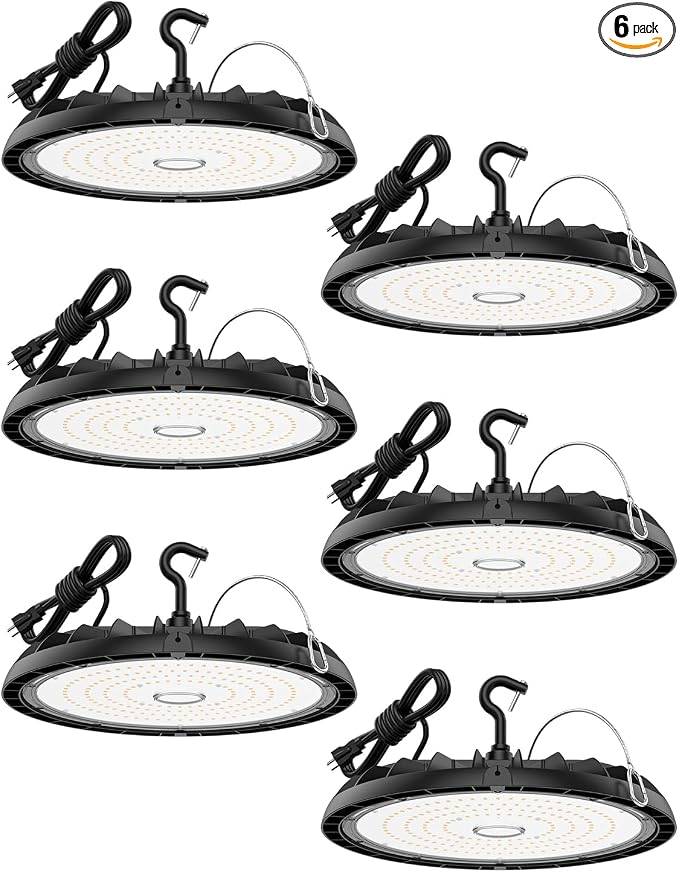 250W UFO LED High Bay Shop Light 6-Pack 150LM/W 37, 500LM Output High Bay Led by Glitgate