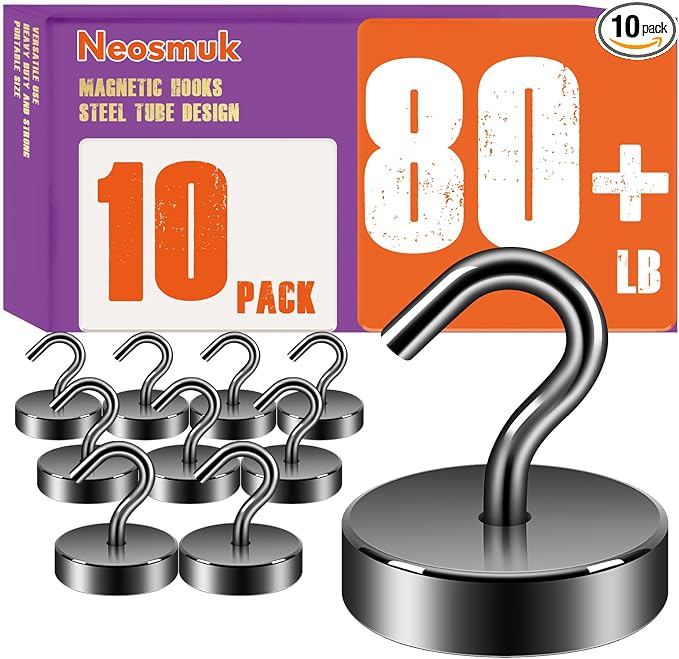 Neosmuk Magnetic Hooks, Cruise Ship Essentials, 80lb+ Heavy Duty Magnetic Hooks by Neosmuk