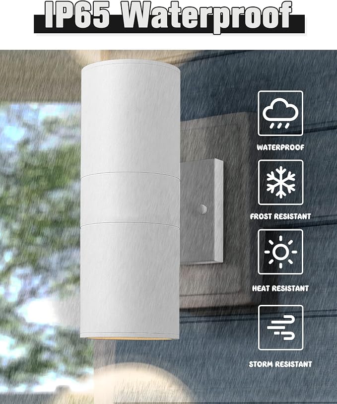 Ken & Ricky White Outdoor Wall Lights, Exterior Sconces Wall Lighting - Image 2