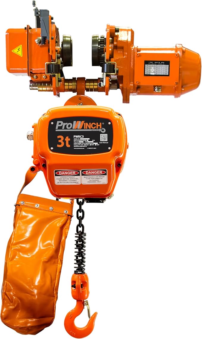 Prowinch 3 Ton Electric Chain Hoist Power Trolley 1 Speed 30 ft. G100 Chain - Image 2