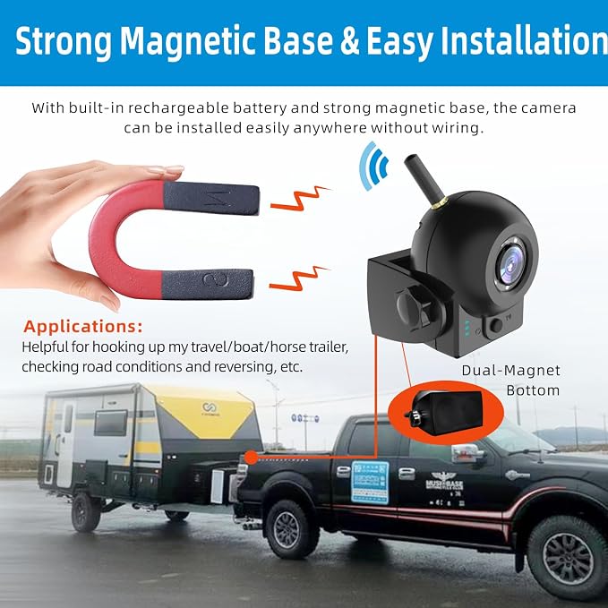 720P WiFi Backup Camera-Wireless Magnetic Reversing Camera - Image 2
