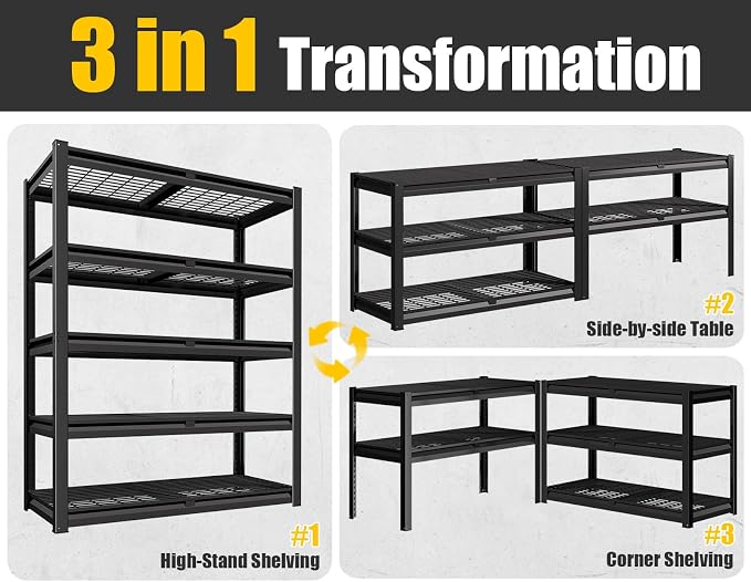 PrimeZone 72" H X 48" W X 18" D Heavy Duty Garage Shelving 5 Tier 2500 LBS - Image 5