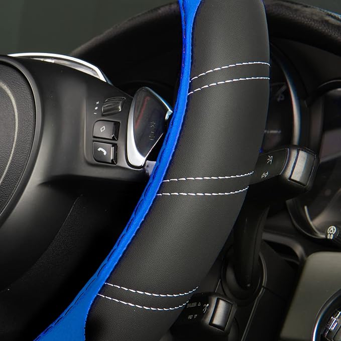 CAR PASS Line Rider Microfiber Leather Sporty Steering Wheel Cover Universal - Image 2