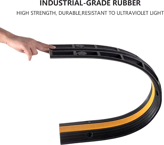 2 Pack Rubber Cable Ramp Hose Cable Protector Ramp 1 Channel 11000Lbs Load - Image 4
