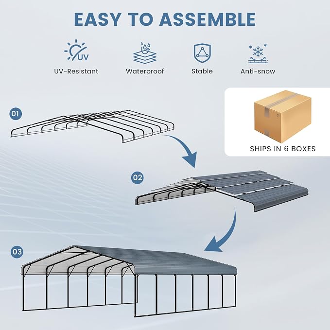 EROMMY 20x30 FT Metal Carport, Heavy Duty Carports - Image 6