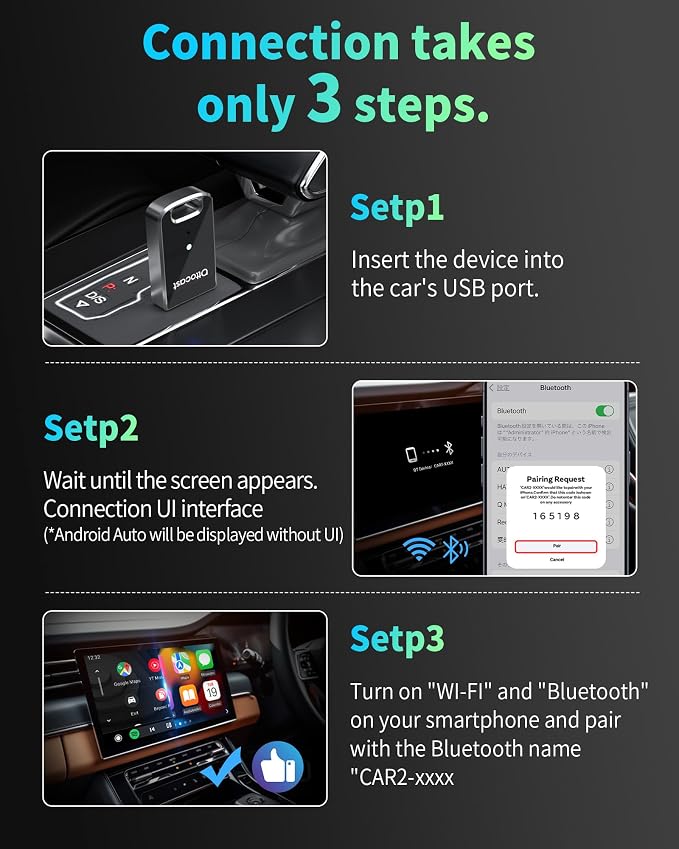 OTTOCAST Mini 2 in 1 Wireless Carplay Adapter & Wireless Android Auto Adapter - Image 8