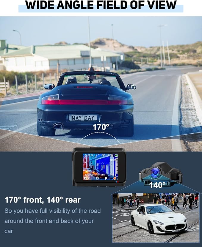 4K Dash Cam Front and Rear, Car Dash Camera Built-in WiFi GPS, Free 64GB Card - Image 6