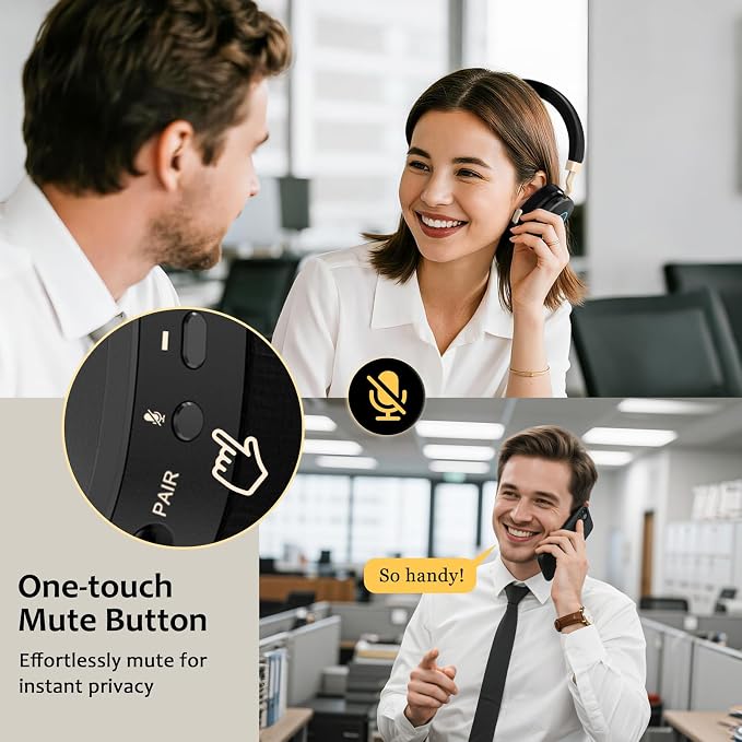 Wireless Headset with Mic for Work, Hybrid Mode Wireless/Wired, Dual AI Noise - Image 7