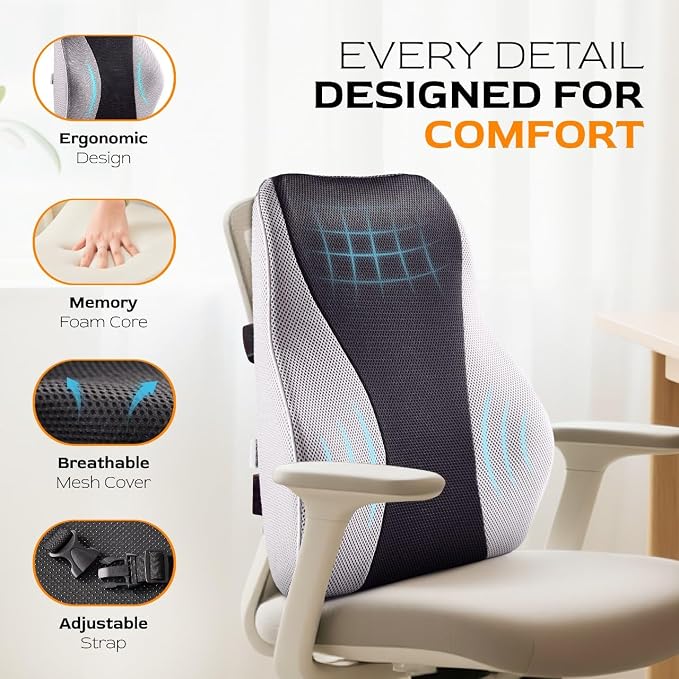 Extra Dense Lumbar Pillow with Double Adjustable Straps - Image 6