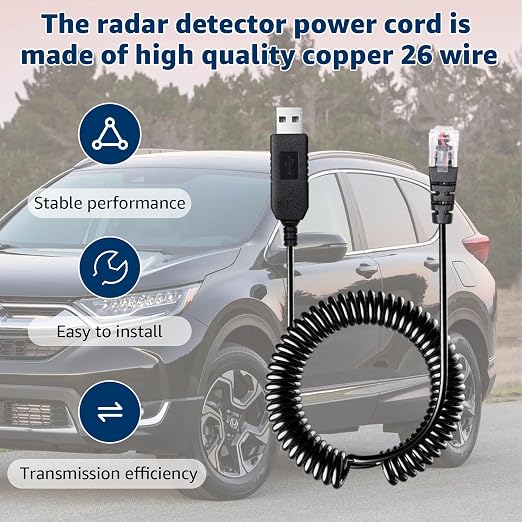 USB to RJ11 Plug Radar Detector Power Cable, USB 5V-12V Power Cable Compatible - Image 3