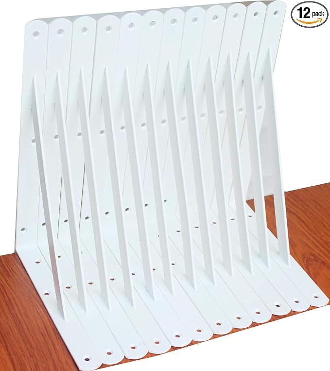 12 Pack L11 x H 8" White Heavy Duty Shelf Brackets by MHMYDZ