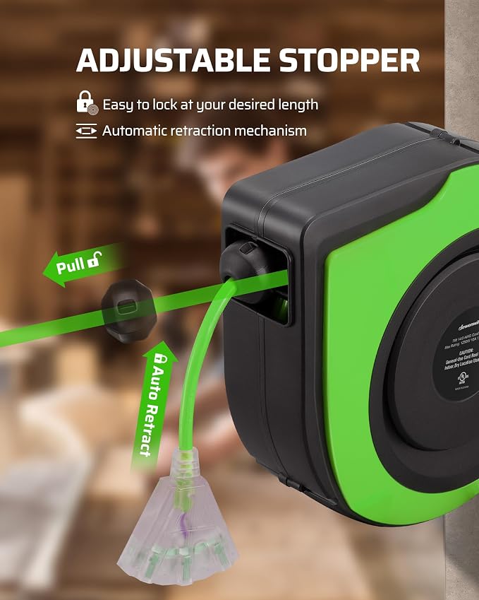 DEWENWILS Retractable Extension Cord Reel, 75 FT Heavy Duty Power Cord - Image 4