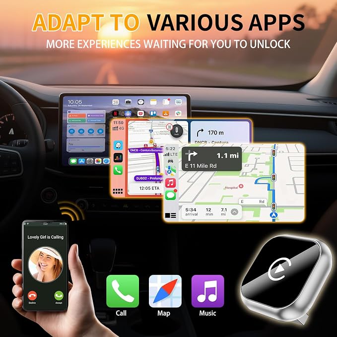 Wireless CarPlay and Android Auto Adapter, Mini Size Car Play Adapter, Plug and - Image 6