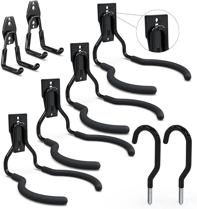3-H Weed Eater Hanger 4 Pack, 2 Garden Hose Holder, 2 Screw in Hooks, Utility by 3-H