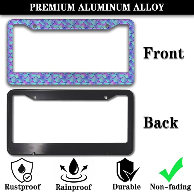 License Plate Frames for Men Purple; License Plate Frame for Women Mermaid - Image 3