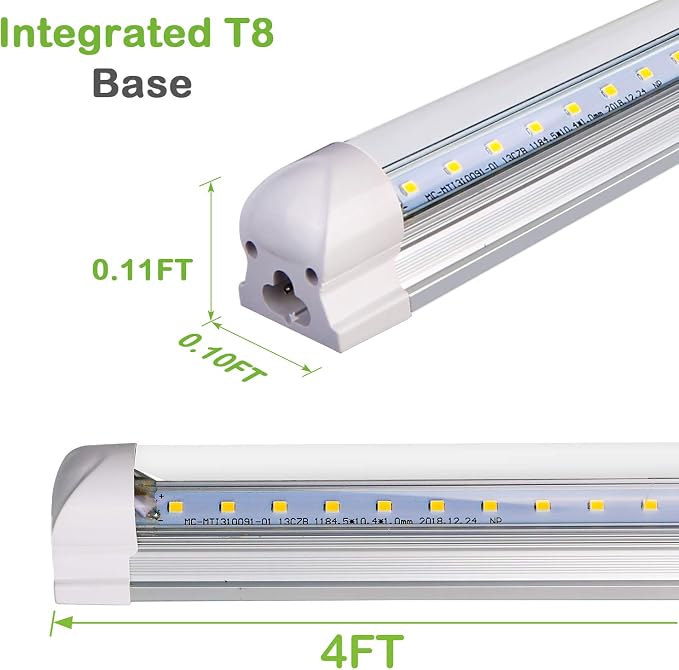 hykolity 4FT LED Shop Light, V Shape Integrated T8 LED Tube Light, 6500K Super - Image 7