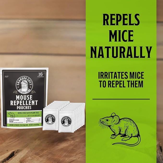 Grandpa Gus's Natural Mouse Repellent Pouches, Cinnamon/Peppermint Oils Repel - Image 2